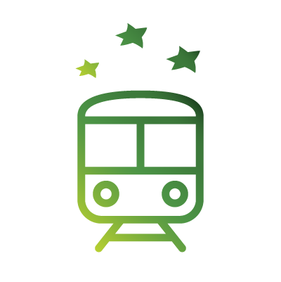 A green cartoon train